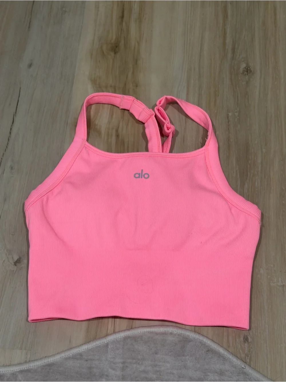 ALO Yoga Pink Ribbed Swim Crop Top